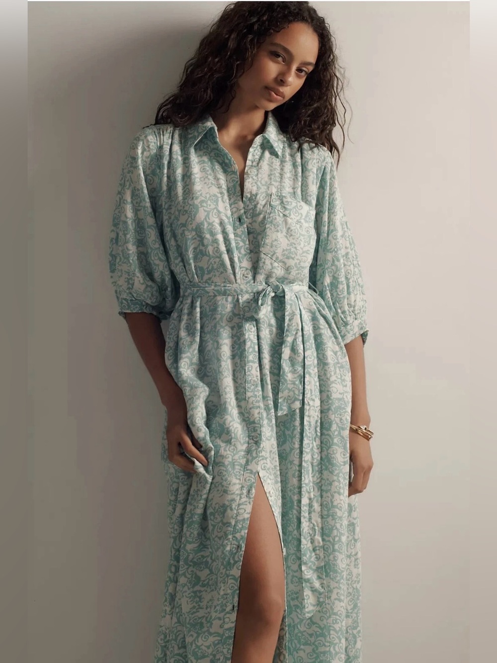 💫ANTHROPOLOGIE💫 Maeve Irene Linen Shirt Dress - Picture 2 of 5
